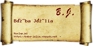 Bába Júlia névjegykártya