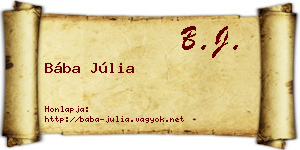 Bába Júlia névjegykártya